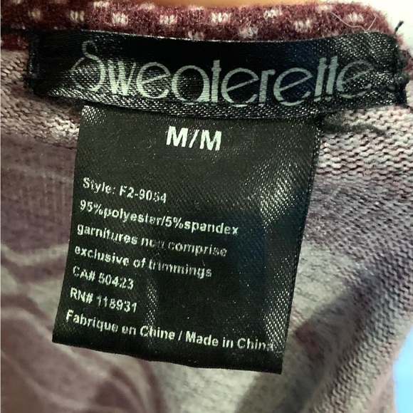 Elegant Burgundy Patterned Women's Sweater Dress Warm but Light weight Sweater - Picture 9 of 9